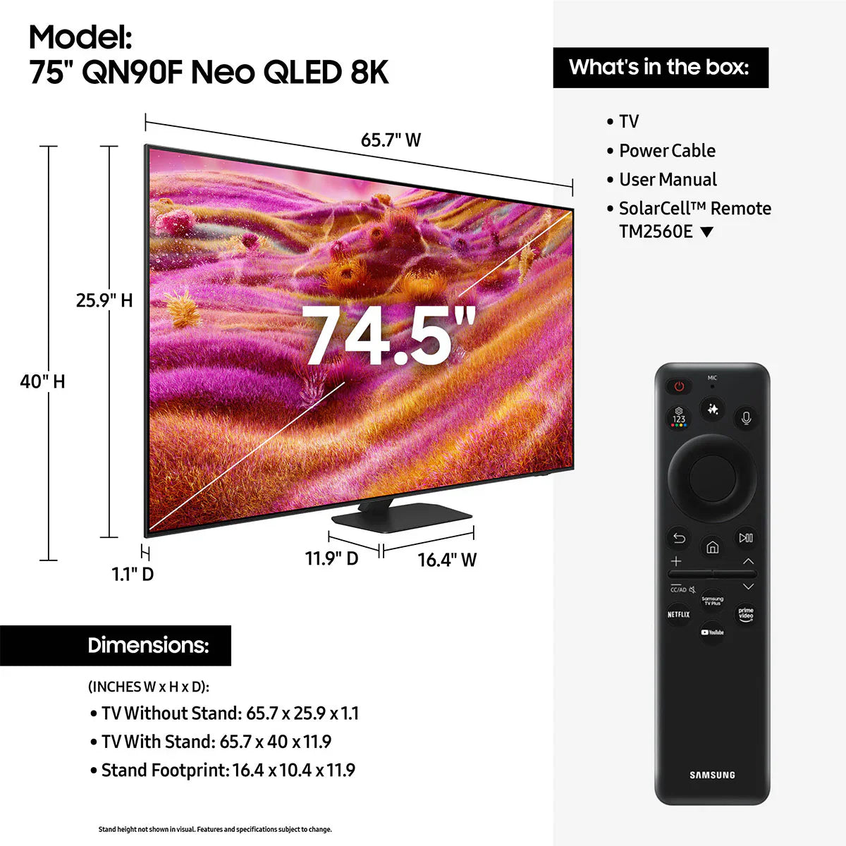 Samsung 75" Class Neo QLED 4K QN90F Vision AI Smart TV (2025)