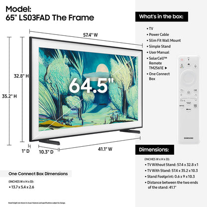 Samsung LS03FA 65 Inch QLED 4K The Frame Art Mode Vision AI Smart TV (2025)