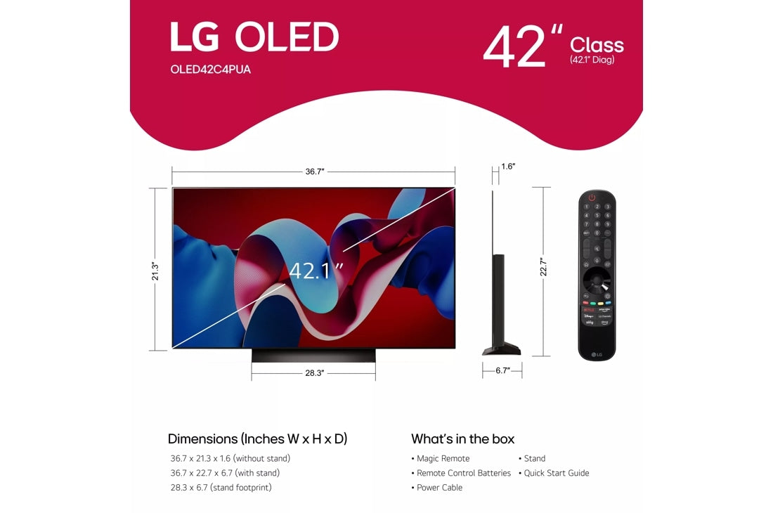 LG 42 Inch Class OLED evo C4 Series TV with webOS 24
