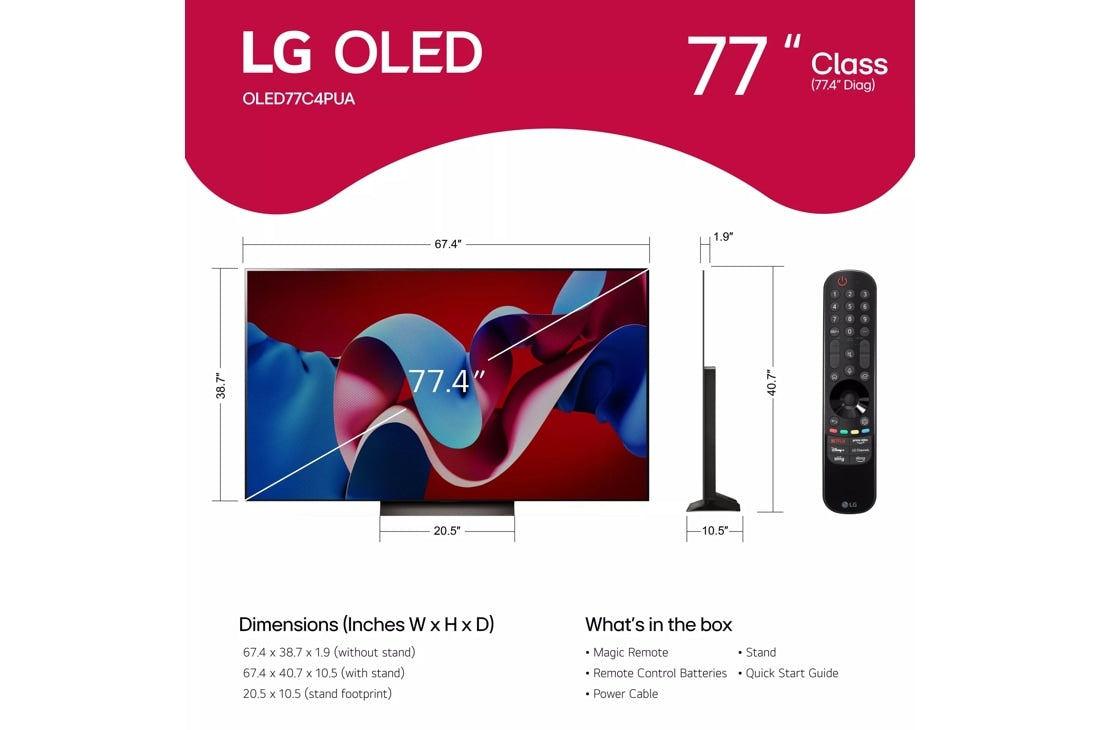 LG 77 Inch Class OLED evo C4 Series TV with webOS 24