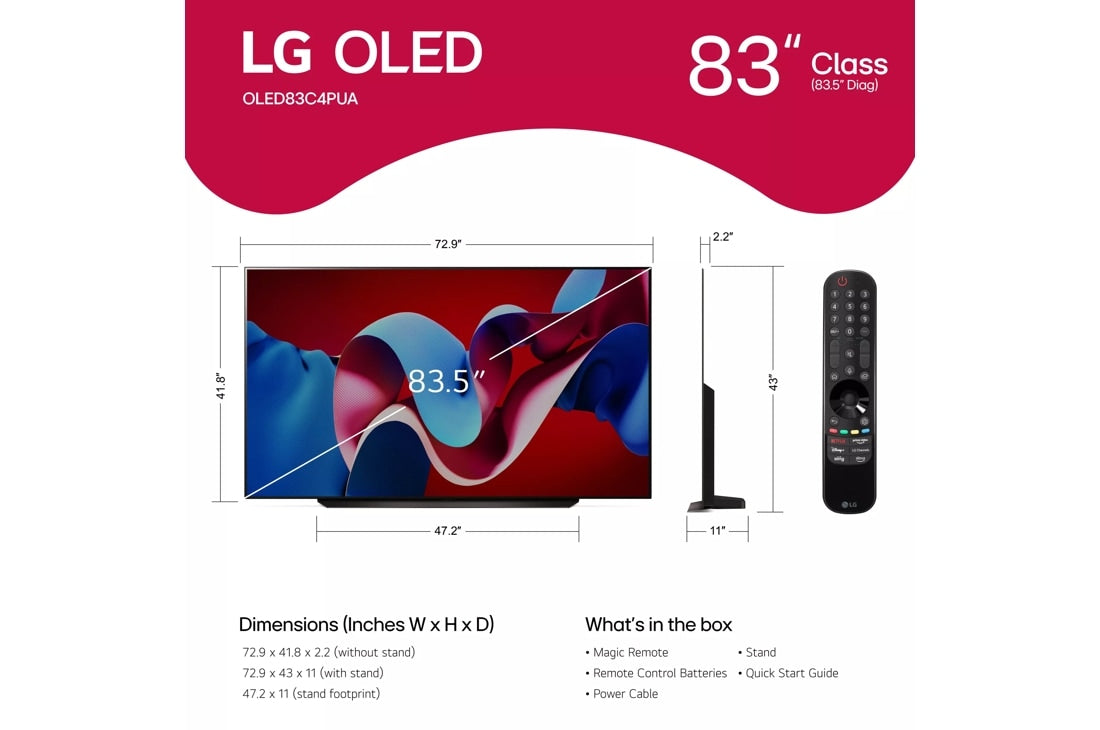LG 83 Inch Class OLED evo C4 Series TV with webOS 24